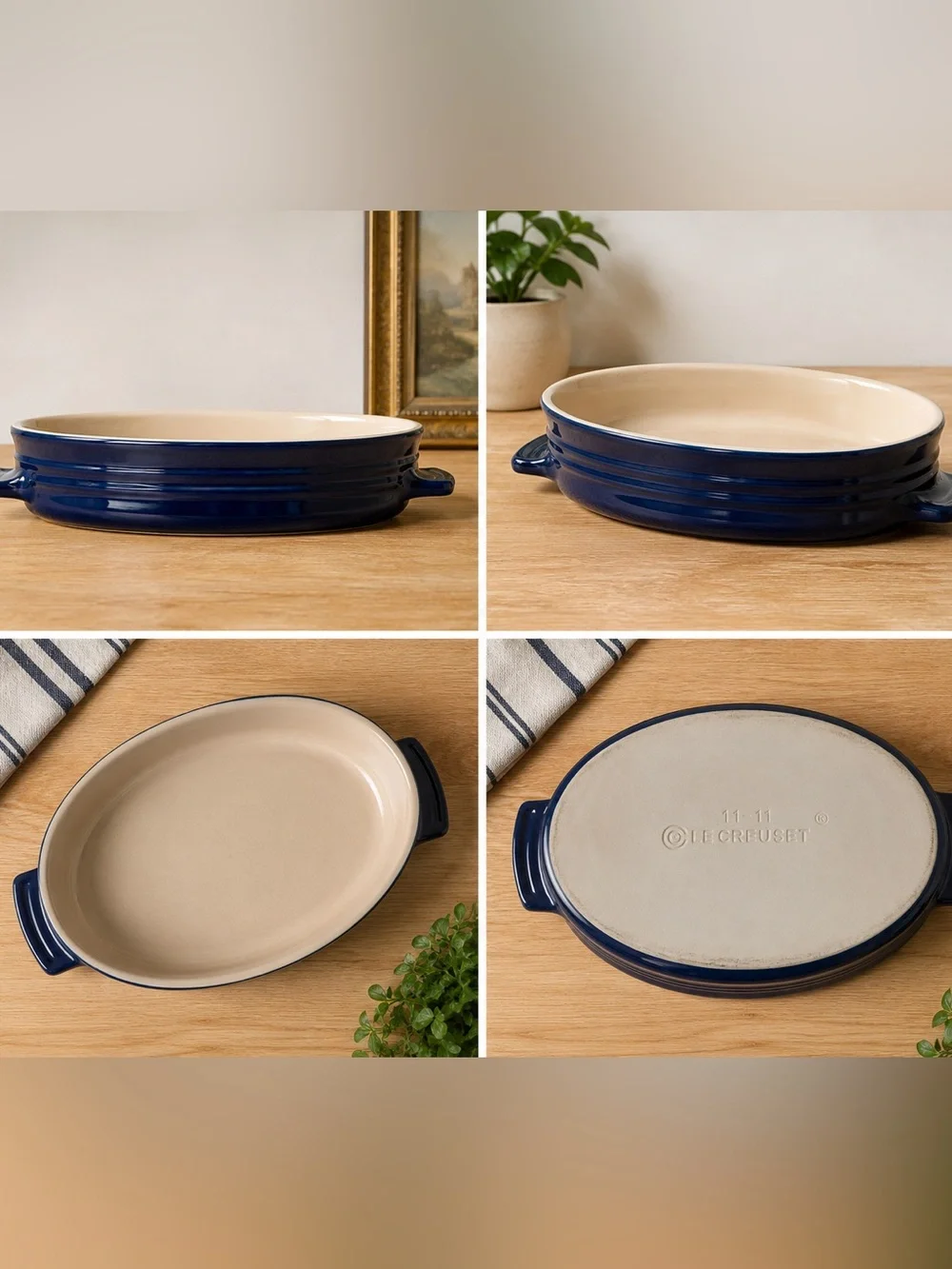Le Creuset Heritage Oval Stoneware Baking Dish | Cobalt Blue | French Bakeware